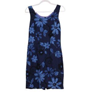 Vintage Y2K Dress Size 6 Blue Floral Preppy Resortwear Beach Tropical USA Cruise